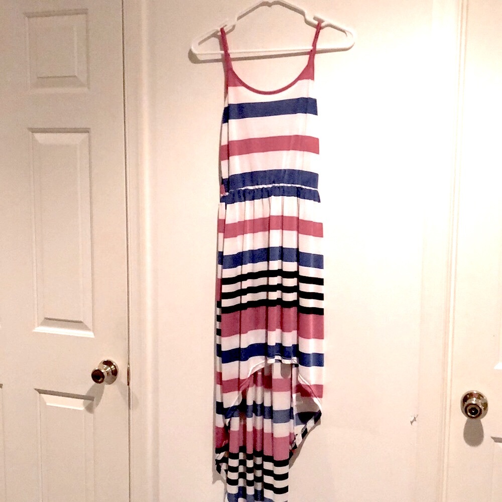 Striped Asymmetrical Multi-Colored Summer Dress